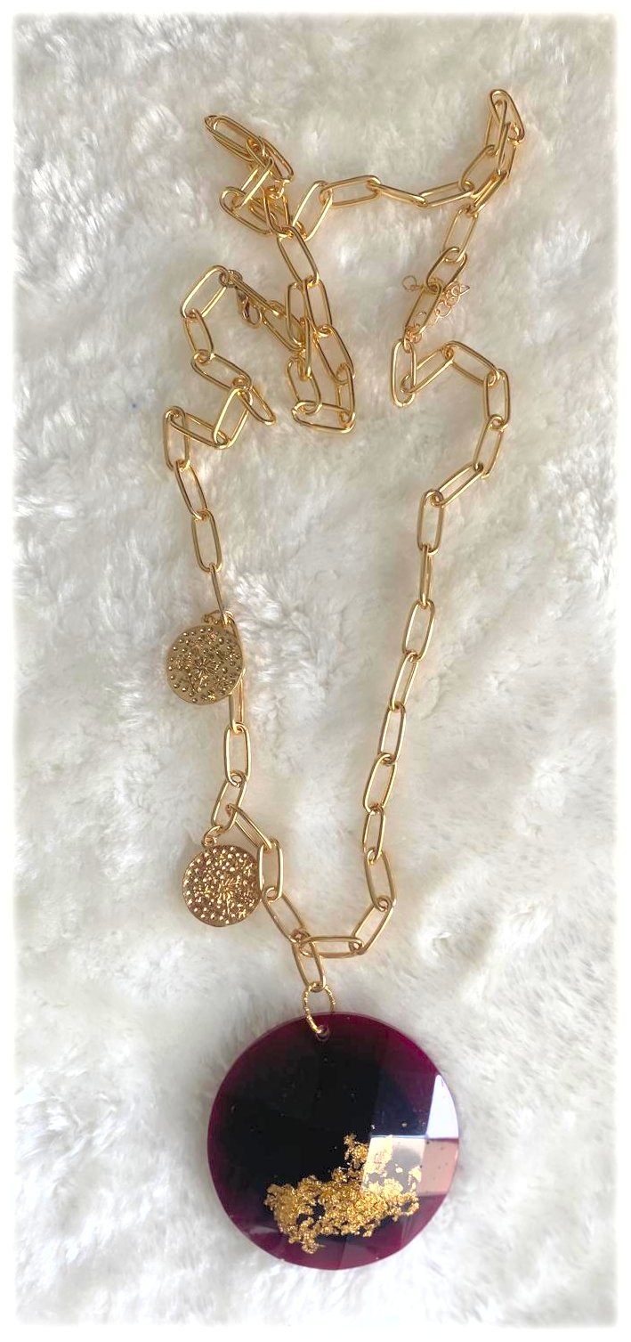 Colgante éter granate oro