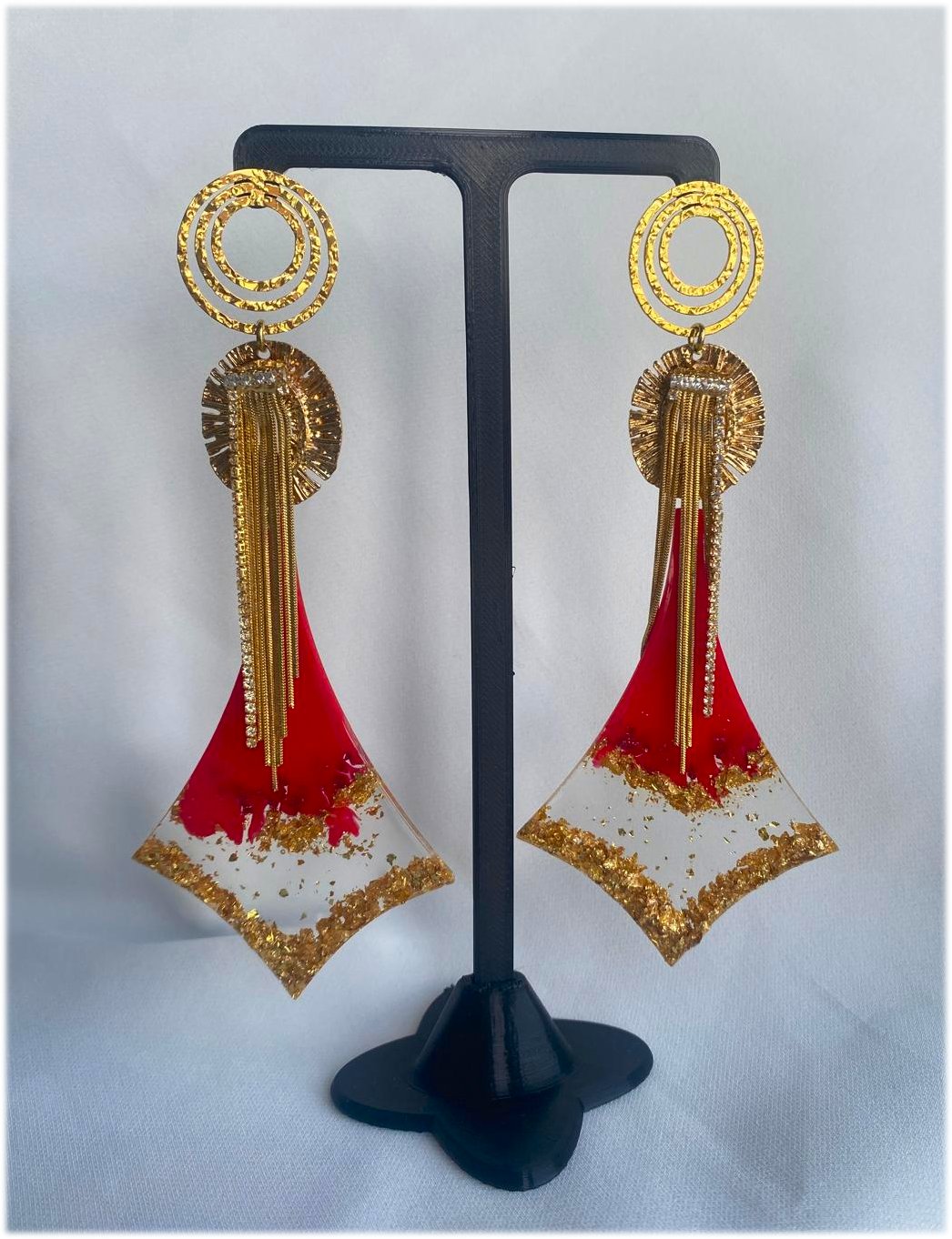 Pendiente de flamenca cometa rojo y oro