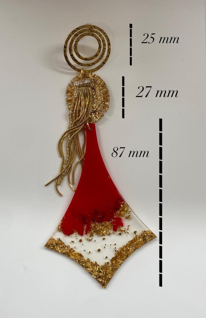 Pendiente de flamenca cometa rojo y oro