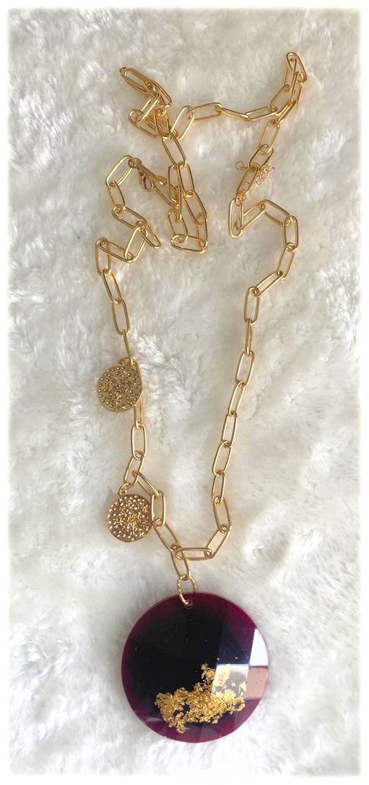 Colgante éter granate oro